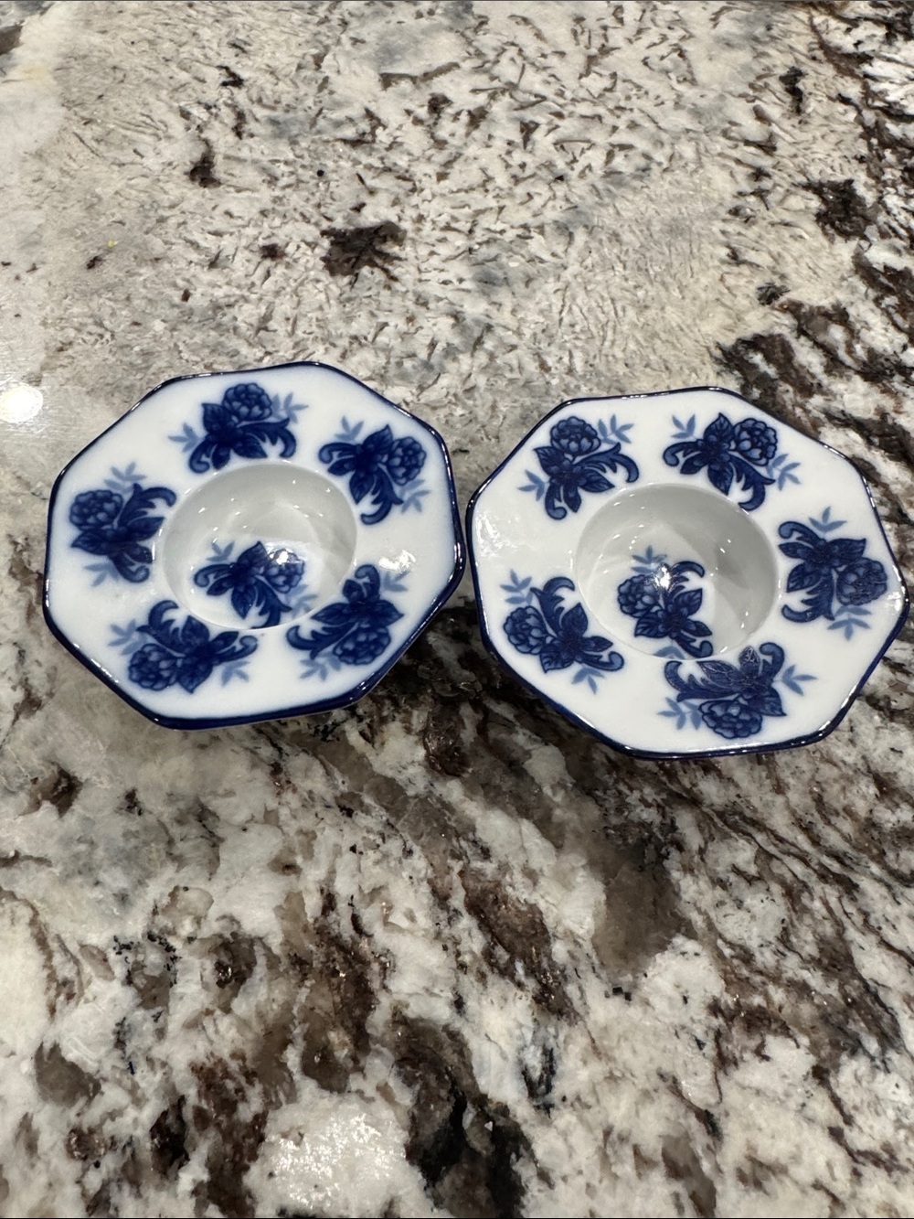 Blue Floral Ceramic Egg Cups - Set of 2
